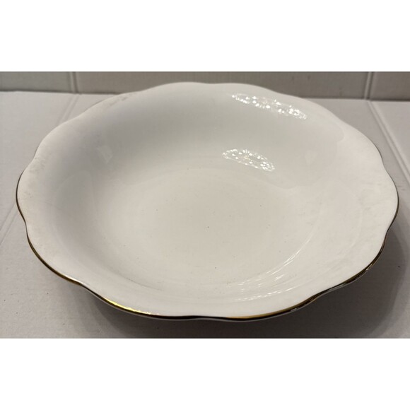 Vintage ROYAL ALBERT 9.5 inch Round Serving / Vegetable Bowl White w/Gold Trim - Picture 1 of 5